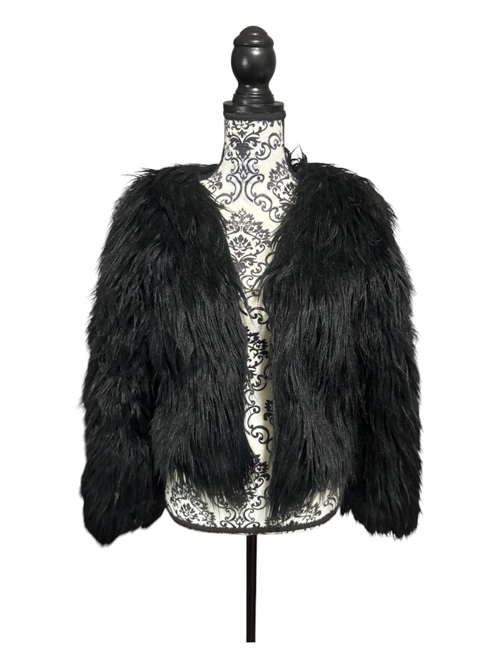 YA Los Angeles Black Faux Fur Plush Shaggy Coat